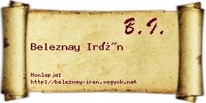 Beleznay Irén névjegykártya